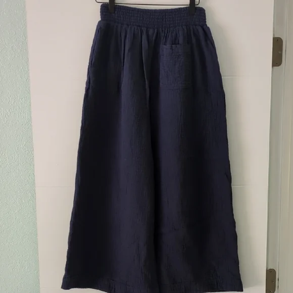 Echo Wide Leg Gauzy Beachy Boho Navy Pants Stretchy Waist Sz XS Vacation - Picture 3 of 6